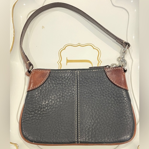 Dooney & Bourke Black and Brown Clutch with Wristlet - Picture 2 of 5